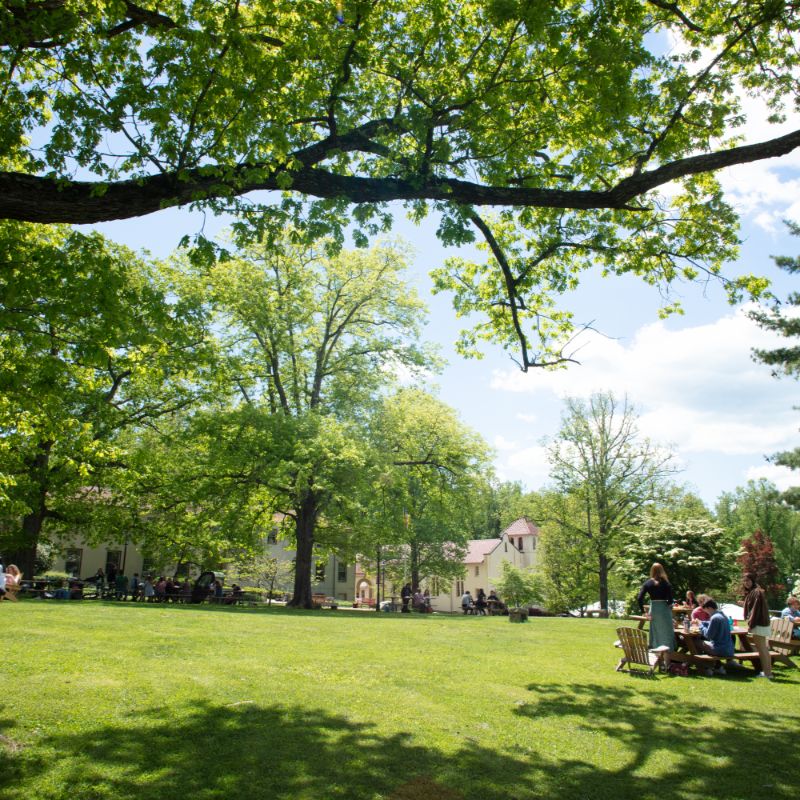 campus of green space, forest trails and lakes